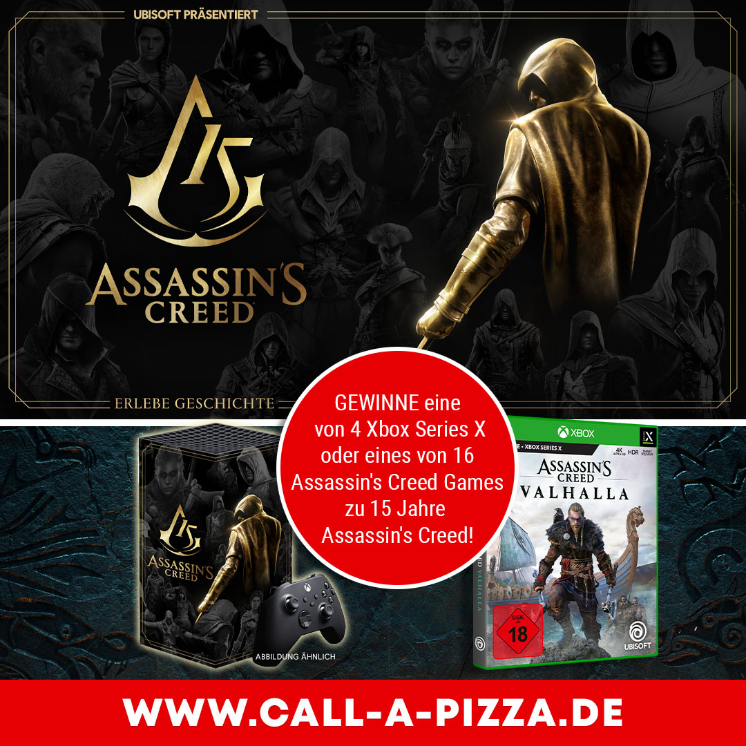 Gewinne eine von 4 Xbox Series X inkl. Game oder eines von 16  Assassin’s Creed Games zum 15. Jubiläum von Assassin’s Creed!